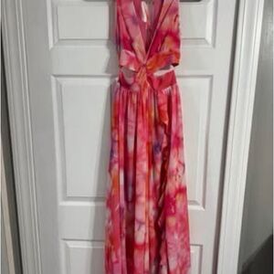 Lulu's Vibrant Pink and Orange Maxi Dress